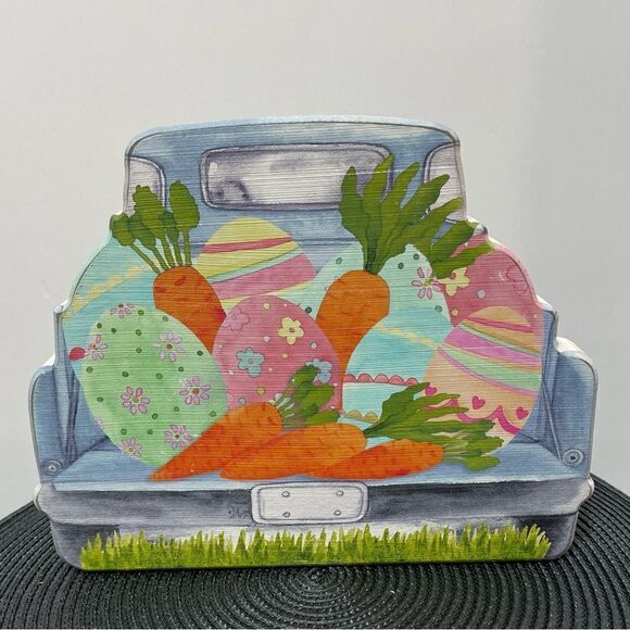 Easter Wooden Sign with Truck and Easter Eggs NWT - Picture 2 of 5